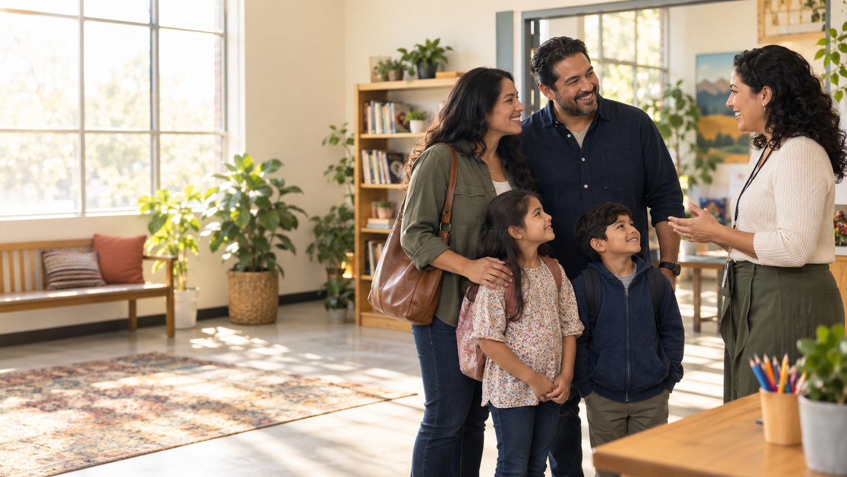 A family welcomed by a community care coordinator